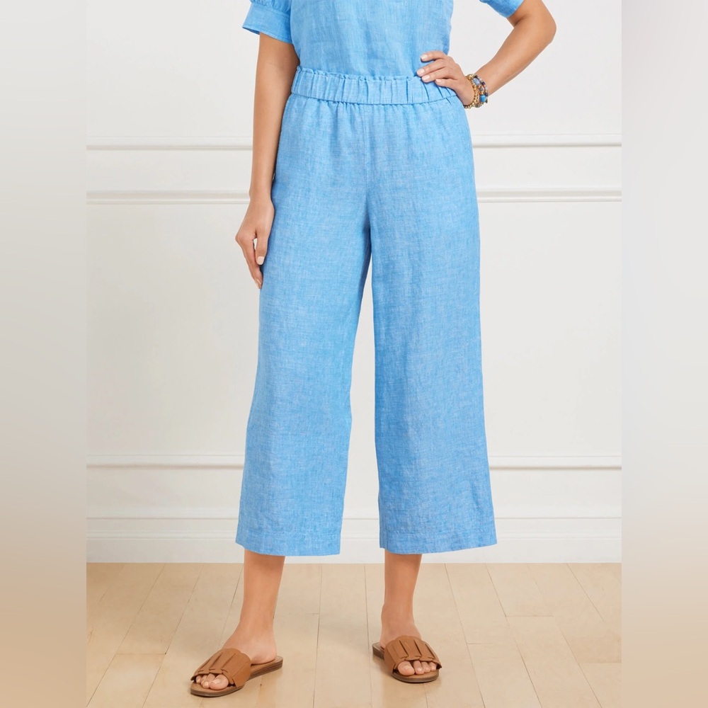 Talbots Nantucket Pull On Wide Leg Cropped Pants Women's Size LP